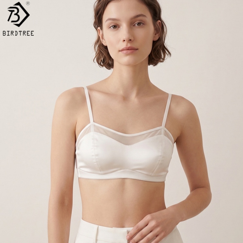 Birdtree, 19MM 93% Real Silk 7 - Sheer Mesh Bra 评论和价格